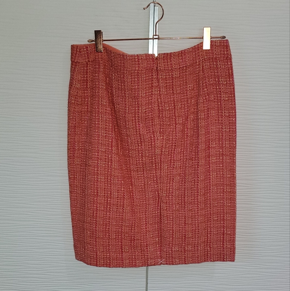 Tweed J. Crew Orange and Pink Pencil skirt size 10 - Picture 3 of 6